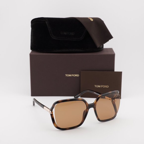 Tom Ford Solange-02 FT1089 52E Square Sunglasses - Dark Havana\Brown - Picture 8 of 10